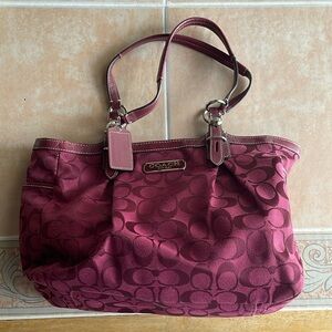 Burgundy Signature Coach Shoulder Bag